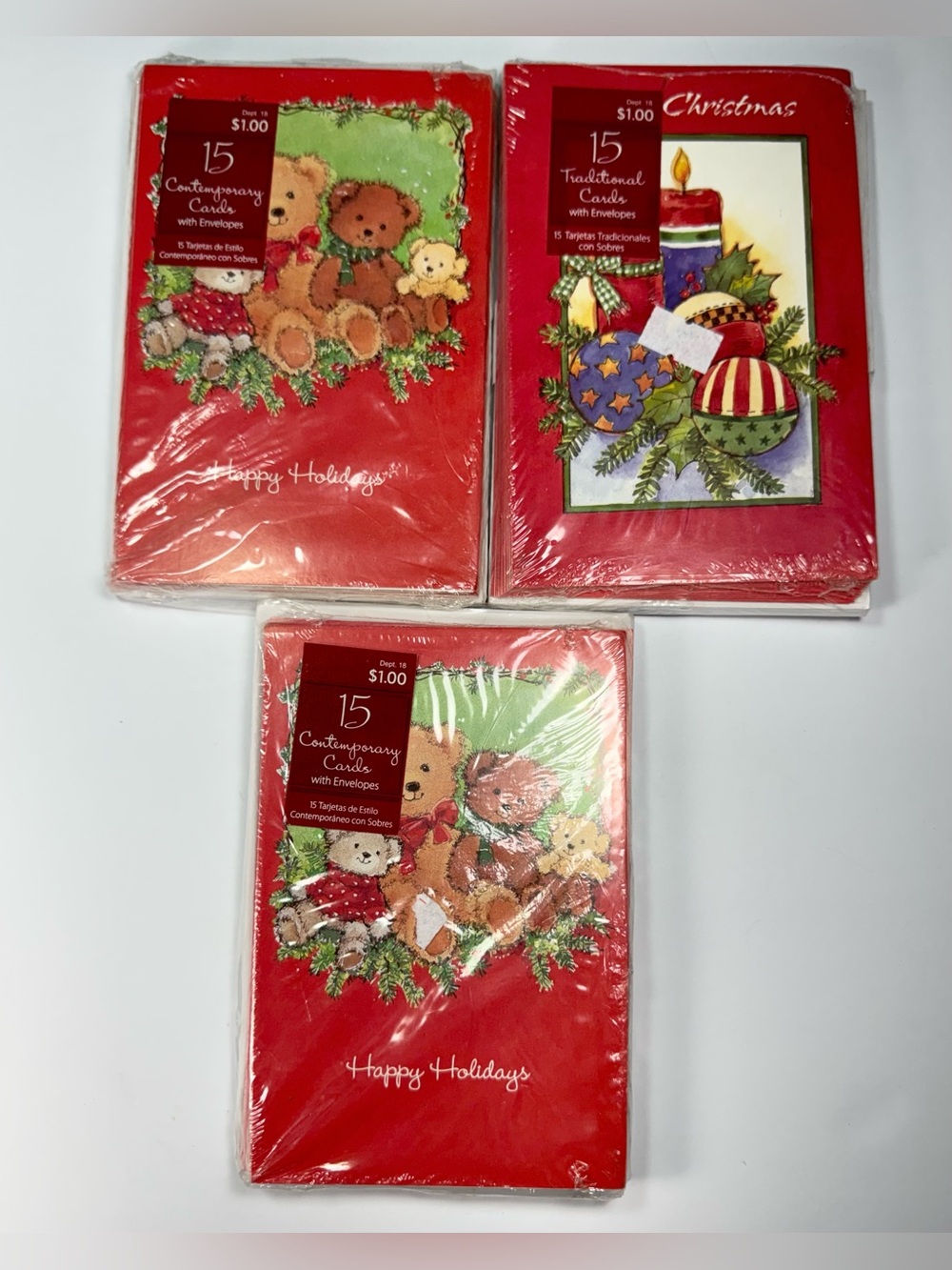 3 Packs Vintage Late 90s Era Christmas Cards Walmart 45 Cards In Total Sealed!